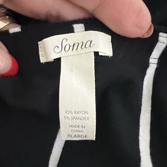 SOMA Super Soft Maxi Bra Dress Striped Size XL Black White Resort Wear Stretch - Picture 7 of 12